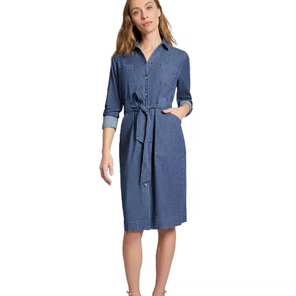 Jones New York Long Sleeve Blue Dress